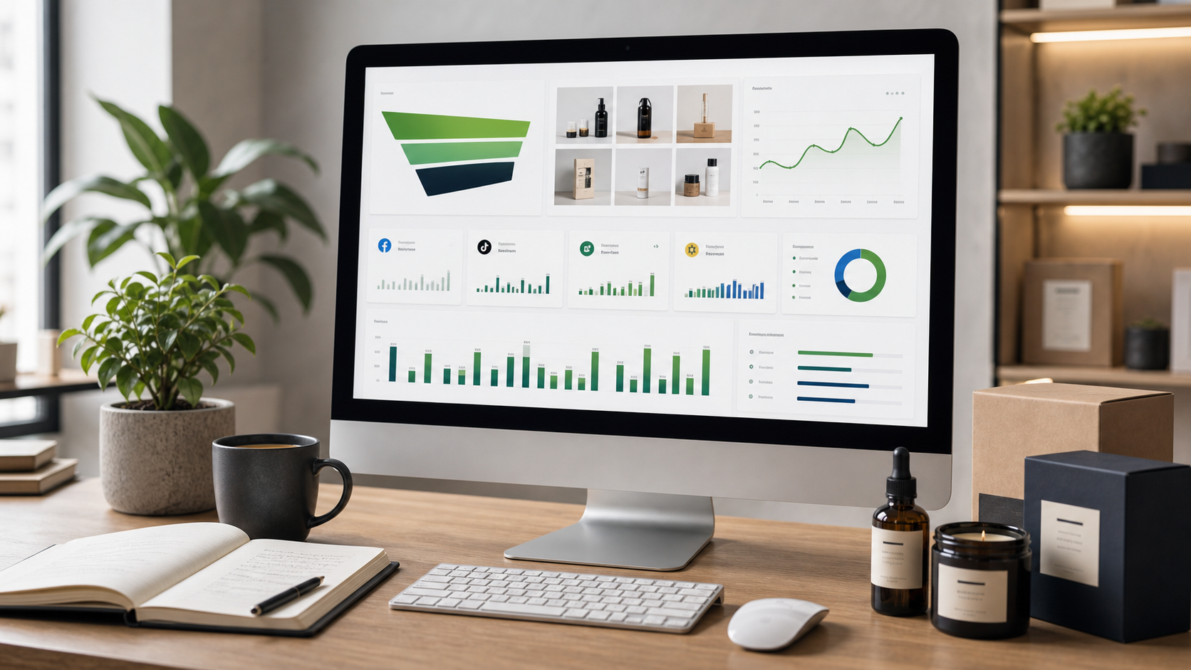 Ecommerce growth dashboard and product samples